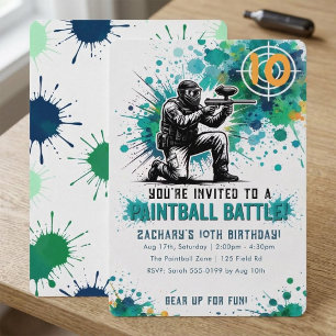 Convites Festa de Aniversário de Tinta em Pó Azul Teal para