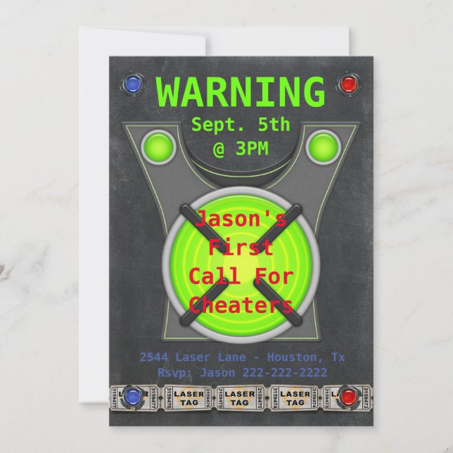 Convites Festa de aniversário de trapaceiros com etiqueta l (Frente)