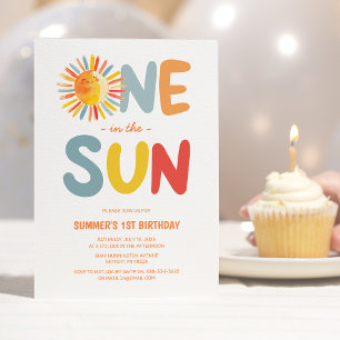 Convites Festa de Aniversário de Um Ano ao Sol Sunshine Kid