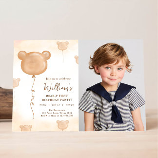Convites Festa de Aniversário de Um Ano do Ursinho de Pelúc
