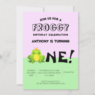 Convites Festa de Aniversário de Um Ano Tema Sapo