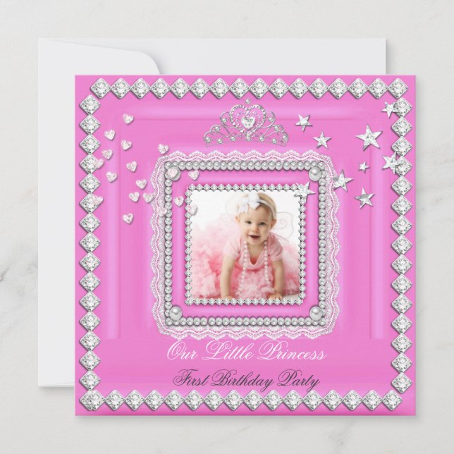 Convites Festa de Aniversário de Uma Princesinha Foto (Frente)