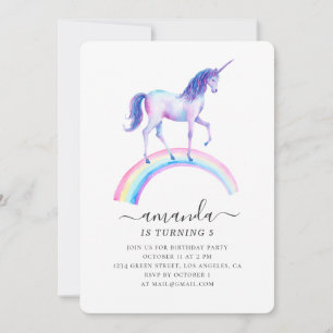 Convites Festa de aniversário de unicórnio de aquarela. Men