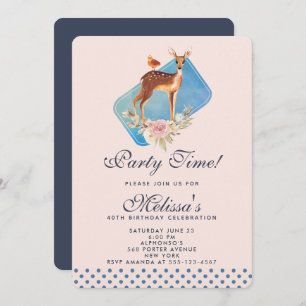 Convites Festa de aniversário de veados castanho-cegueira