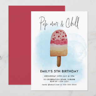Convites Festa de Aniversário de Verão com Popsicle e Relax