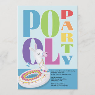 Convites Festa de aniversário de Verão da Festa Piscina Lla