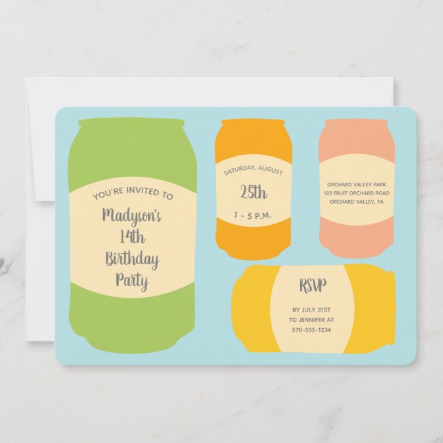 Convites Festa de aniversário de Verão de refrigerantes Sel (Frente)