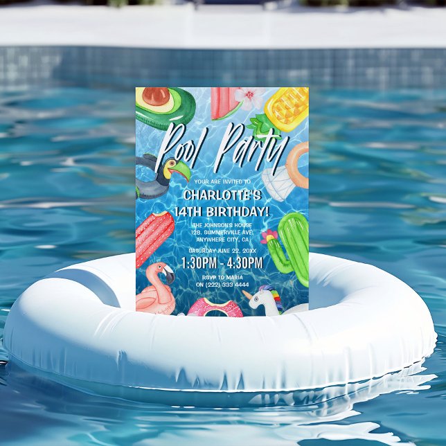 Convites Festa de Aniversário de Verão na Piscina (Criador carregado)