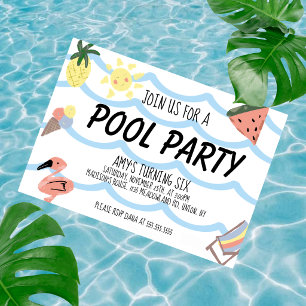 Convites Festa de Aniversário de Verão na Piscina Caprichos