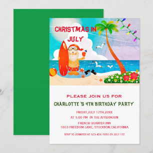 Convites Festa de Aniversário de Verão Natal em Julho