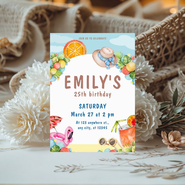 Convites Festa de aniversário de Verão Pastel (Criador carregado)