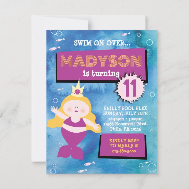 Convites Festa de aniversário de vida no mar azul-colmeia (Frente)