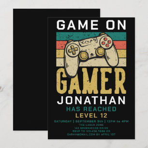 Convites Festa de Aniversário de Videogame Game On Level Up