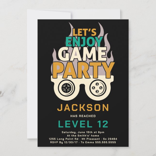Convites Festa de Aniversário de Videogame Level Up (Frente)