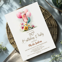 Convites Festa de aniversário de vidro de champanhe rosa