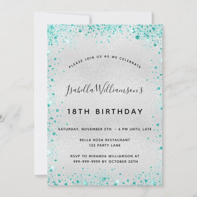 Convites Festa de aniversário de vidro de poeira da teia pr (Frente)