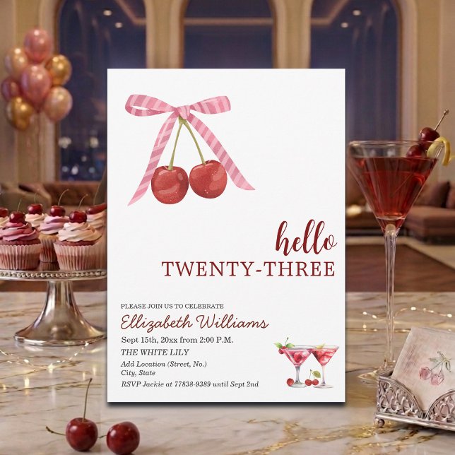 Convites Festa de Aniversário de Vinte e Três Cherry Martin (Criador carregado)