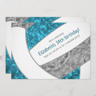 Convites festa de aniversário de vôlei de cinza