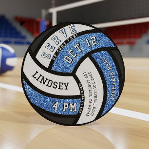 Convites Festa de aniversário de Voleibol - Brilho Azul