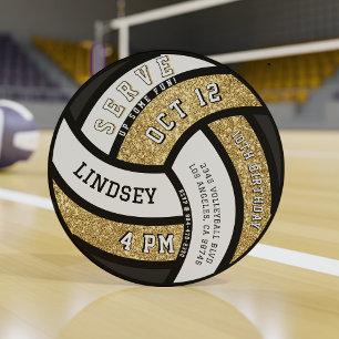 Convites Festa de aniversário de voleibol Dourado