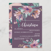 Festa de aniversário de vovó Floral Púrpura pintad