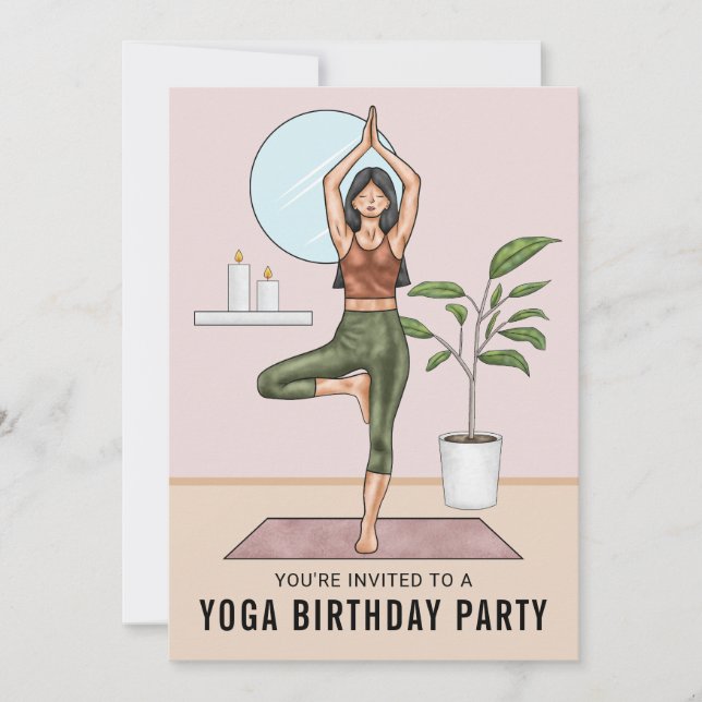 Convites Festa de Aniversário de Yoga Mulher Exercício Post (Frente)