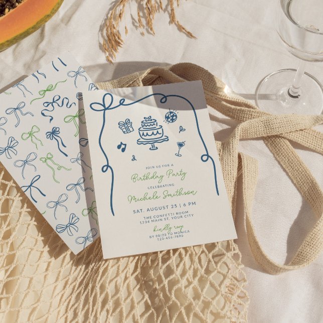 Convites Festa de aniversário Desenhada Da Mão (Whimsical Birthday Party Invite)