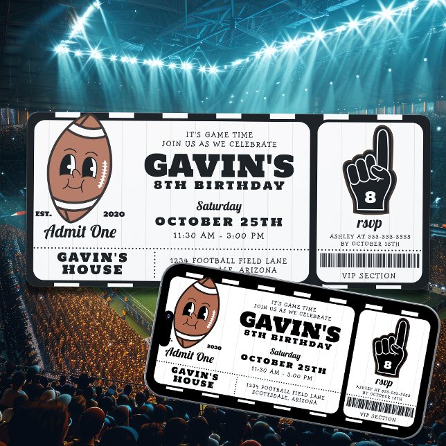 Convites Festa de aniversário desportiva com bilhetes de fu (Criador carregado)