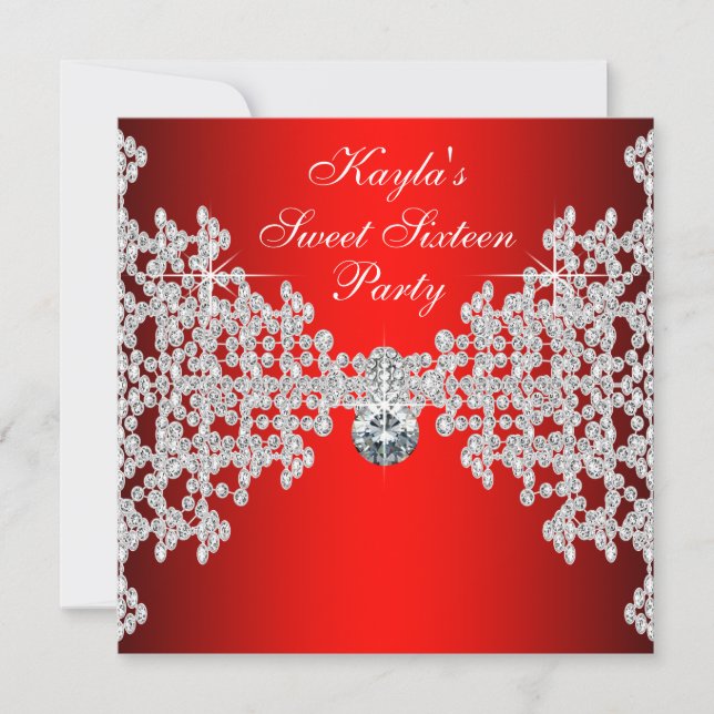 Convites Festa de Aniversário Diamante Vermelho (Frente)