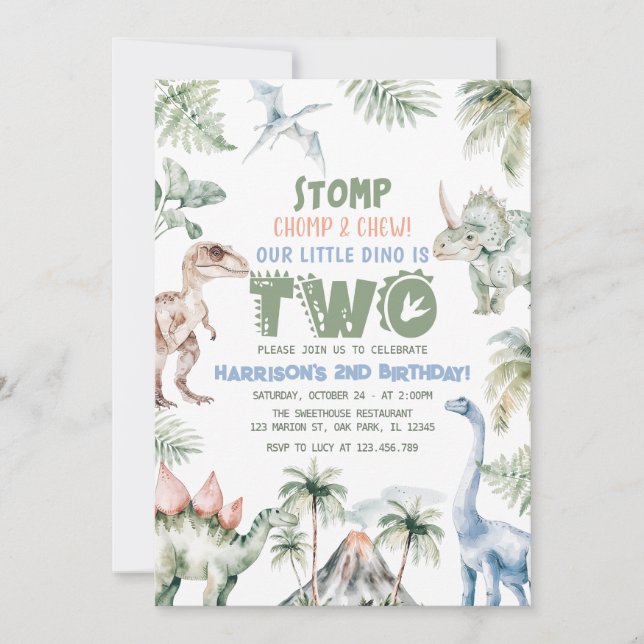 Convites Festa de aniversário Dino do Dinossaur Boy (Frente)