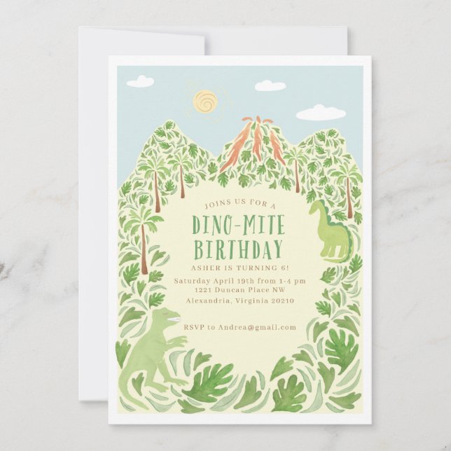 Convites Festa de aniversário Dino-mite (Frente)