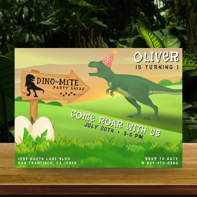 Convites Festa de aniversário Dino-Mite do Dinossaur T-Rex (Dinosaur T-Rex Dino-Mite Birthday Party Invitation
)