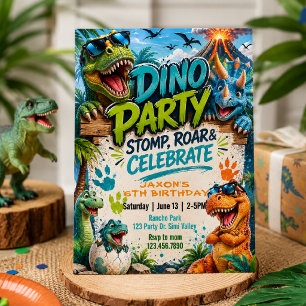 Convites Festa de Aniversário Dino Party Aniversário de D