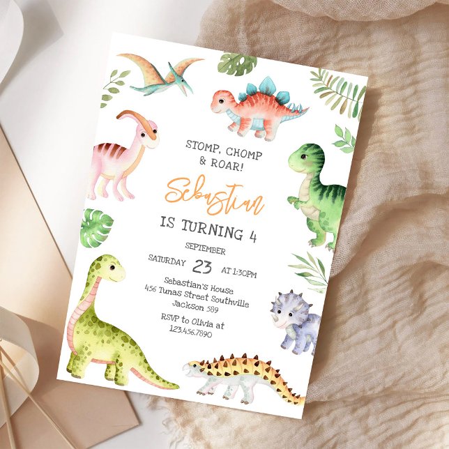 Convites Festa de Aniversário Dinossauro Bate Pisca Rugido (Criador carregado)