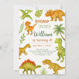 Convites Festa de aniversário Dinossauro Editável