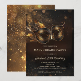 Convites Festa de Aniversário Disfarce de Ouro Negro