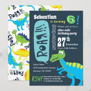 Convites Festa de aniversário Diversão Dinossauro, Rapaze