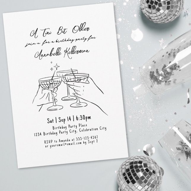 Convites Festa de Aniversário Divertida de Martini para Adu (Funny Adult Martini Birthday Party Invitation )