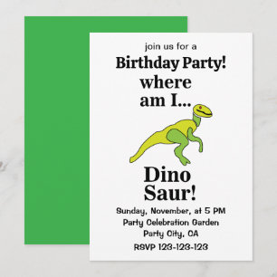 Convites Festa de Aniversário Divertida Dinossauro Onde Est