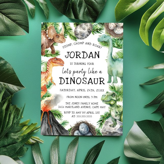 Convites Festa de aniversário Divertida do Dinossauro (Criador carregado)