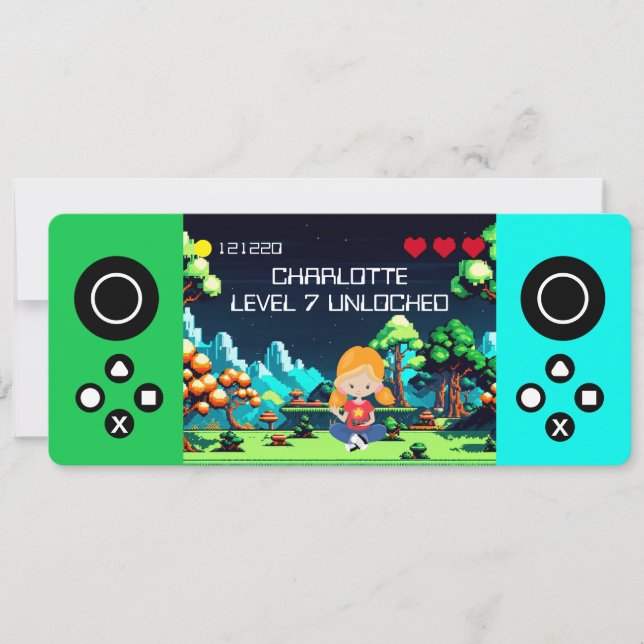 Convites Festa de aniversário divertida do jogo de computad (Frente)