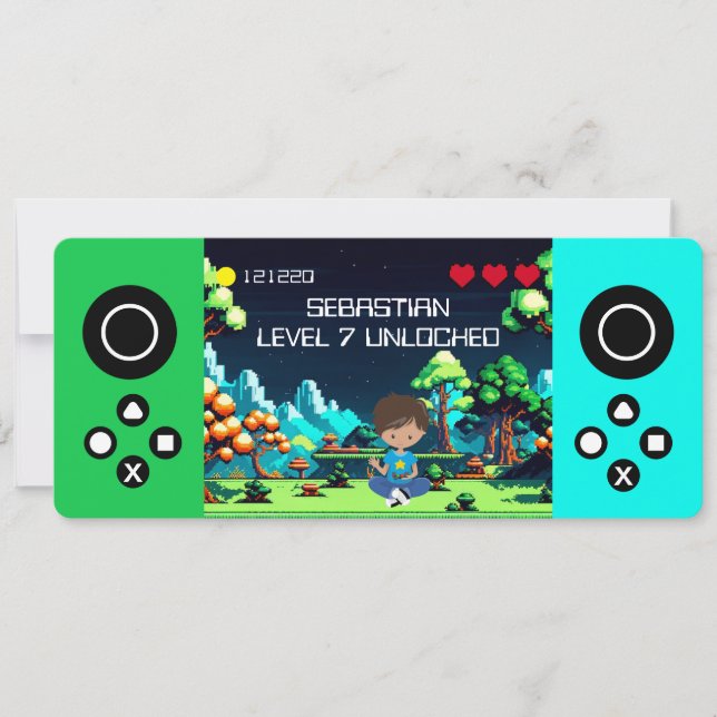 Convites Festa de aniversário divertida do jogo de computad (Frente)