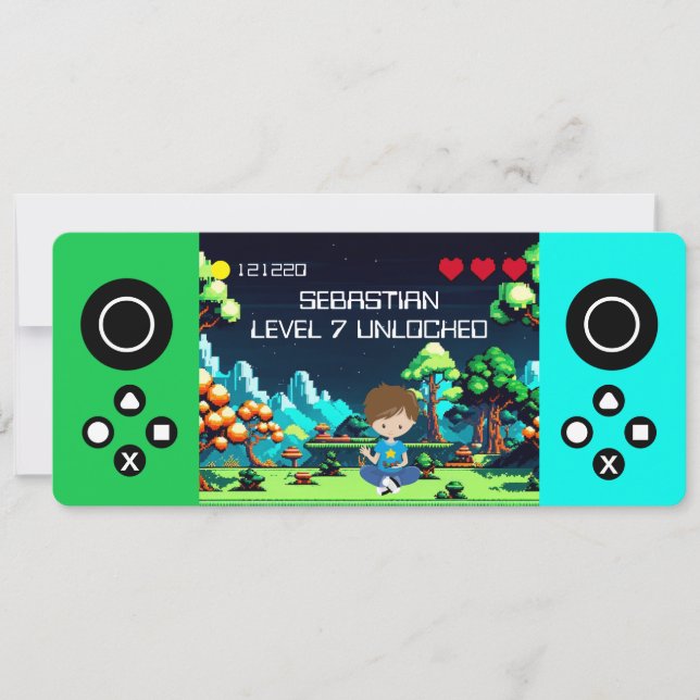 Convites Festa de aniversário divertida do jogo de computad (Frente)