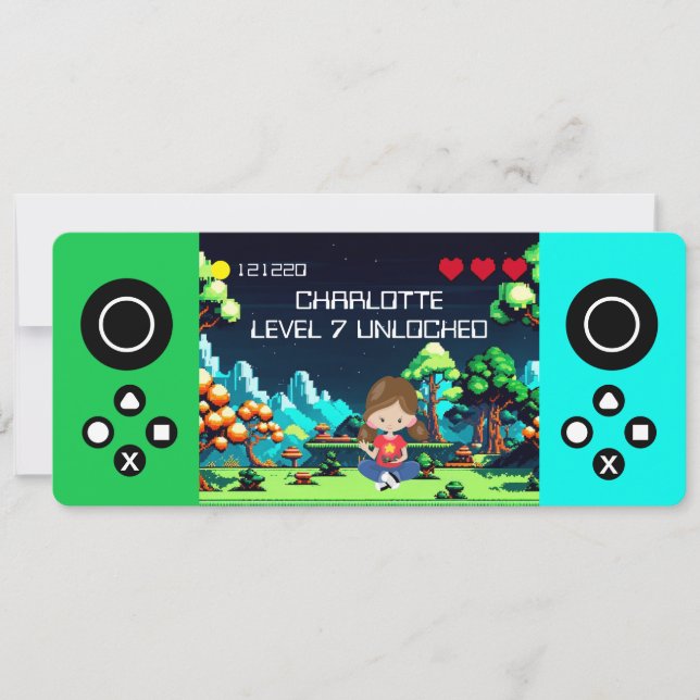 Convites Festa de aniversário divertida do jogo de computad (Frente)