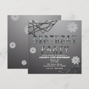 Convites Festa de Aniversário Divertida Robô Futurista Engr