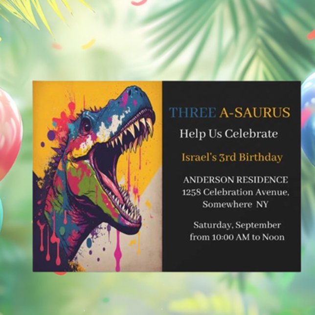 Convites Festa de Aniversário do 3º Dinossauro (Roar into fun with our 3rd Dinosaur Birthday Party Invitation!)
