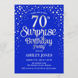 Convites Festa de aniversário do 70 da surpresa - prata &