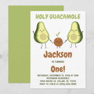 Convites Festa de Aniversário do Abacate Holy Guacamole