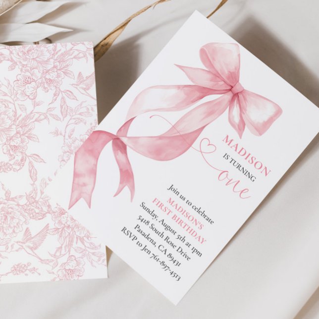 Convites Festa de aniversário do Arco Coquette Rosa (Criador carregado)