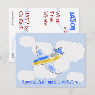 Convites Festa de aniversário do avião em jato (mudar de 